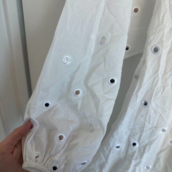 Rhode Ella Blouson Mini Dress Flared Mirror Disc Allover Braided Belt White Smal - Picture 5 of 7